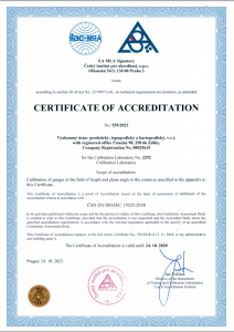 Certificate of accreditation in Engllish